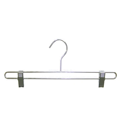 The Great American Hanger Company Chrome Bottom Hanger w/Adjustable Cushion Clips, Box of 25, 14 Inch Strong Metal Pants Hangers for Slacks or Skirts