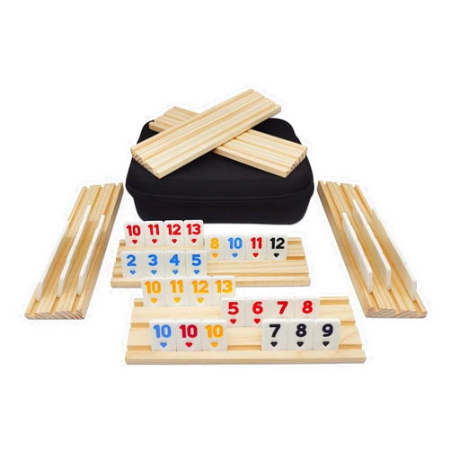 MIDOLITE Rummy Cube 6 Player Edition with 6 Wooden Racks, Rummy Cube Game with Case 6 Players with Portable Case 160 Tiles Rummy Cube Travel Game Set for Family Adults Kids