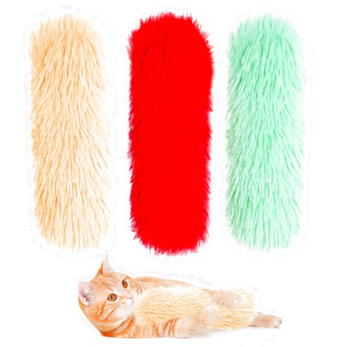 Nydotd 3pcs Cat Toys Cat Pillows, Catnip Toys Interactive Cat Kicker Toy Soft and Durable Plush Fabric Kick Sticks Chasing Chewing Filled Chew for Puppy Kitty Exercise (Red, Beige, Grass Green)