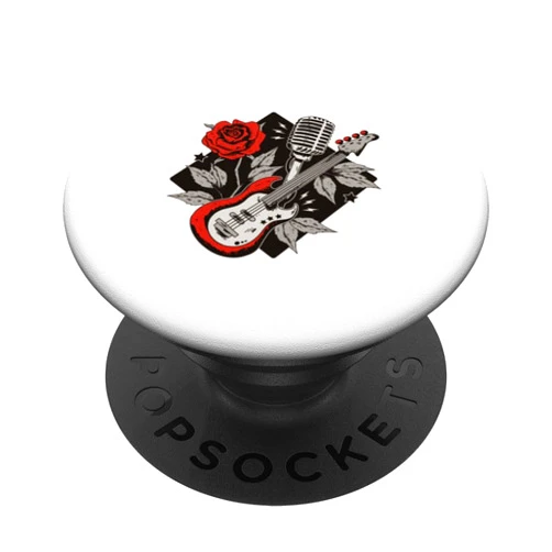 Musikinstrumente Gitarristen lustige Sprüche Guitar with Rose Art Graphic for Men Women Children PopSockets Standard PopGrip
