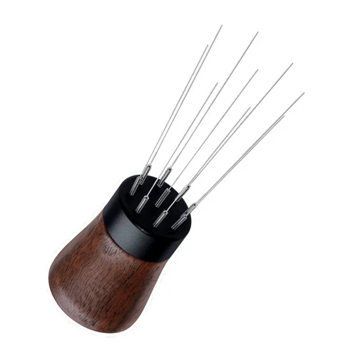 Normcore WDT Tool V2, 9 Prong 0.23mm Espresso Distribution Tool, Weiss Distribution Technique, Magnetic Coffee Stirrer with 16 Extra Needles, American Walnut Wood Handle