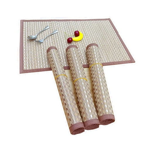 BAMJIUSHANG Bamboo Placemats for Dining Table, Placemats Set of 4,Stain-Resistant,Heat-Resistant Place Mats,Durable and Sturdy Dining Place Mats for Kitchen Table (12x18inch)