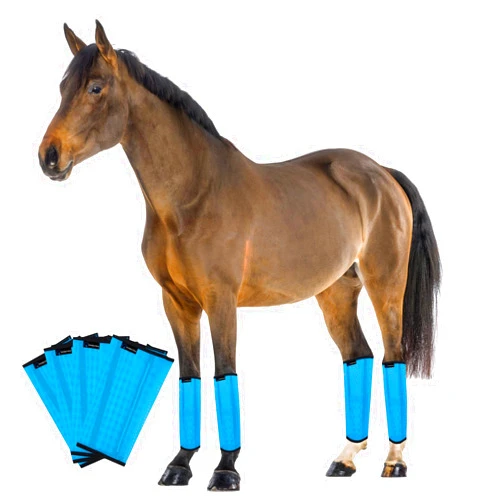 FOXLVDA Horse Fly Boots, Adjustable Fly Boots for Horses Set of 4, Comfortable Horse Leggings, Breathable Plastic Mesh Material, Horse Supplies for Reduces Stress & Leg Fatigue (Blue)