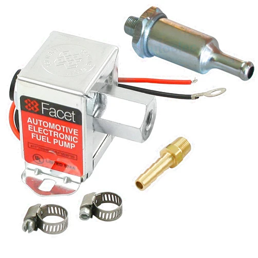 Facet FEP42SV Cube Electric Fuel Pump 1.5-4 Psi, Includes Clamps/Fittings/Filter