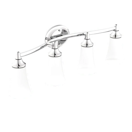 Moen YB2864CH Eva 4-Light Dual-Mount Bath Bathroom Vanity Fixture with Frosted Glass, Chrome
