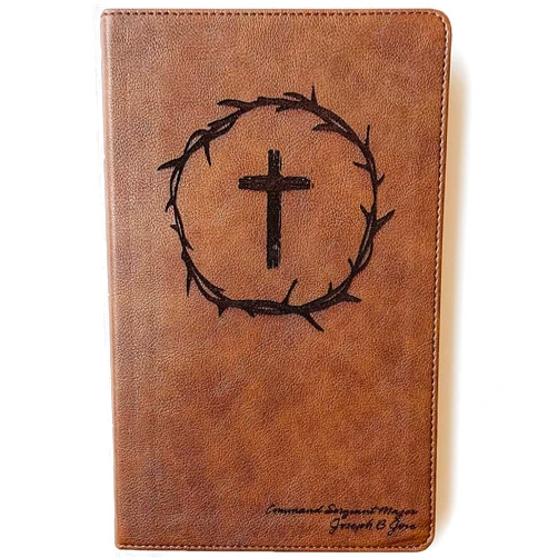 JOY CREATIVE Hand Illustrated and Laser Engraved KJV Bible, Leathertouch Brown, Includes Option to add Engraved Name, Personalized Gift for Wedding, Baptism, Graduation or Birthday…