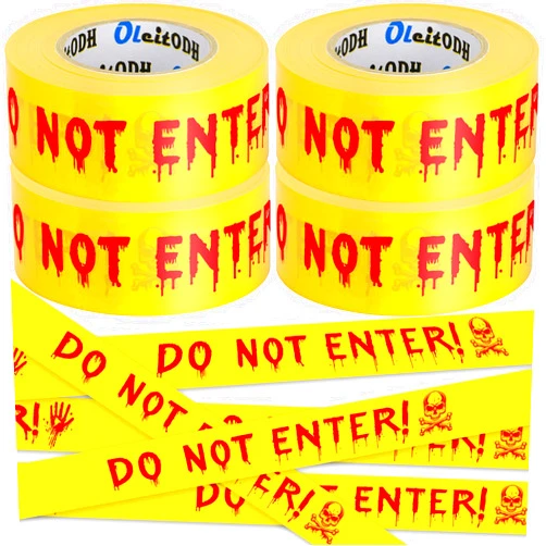 Oleitodh 4 Pcs Halloween Decorations Caution Tape Bulk,1.9 inch x 1000 feet Halloween Caution Tape,Do Not Enter Tape,Scary Hazard Warning Tape for Crime Scene Halloween Party Decorations Indoor Outdoor