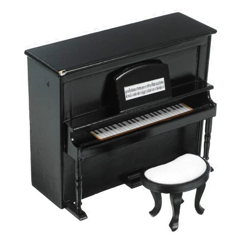 Toyvian Mini Piano with Chair Model Miniature Dollhouse Accessories 1: 12 Living Room Bedroom Musical Instrument Decoration for for DIY Garden Dollhouse Micro Accessories