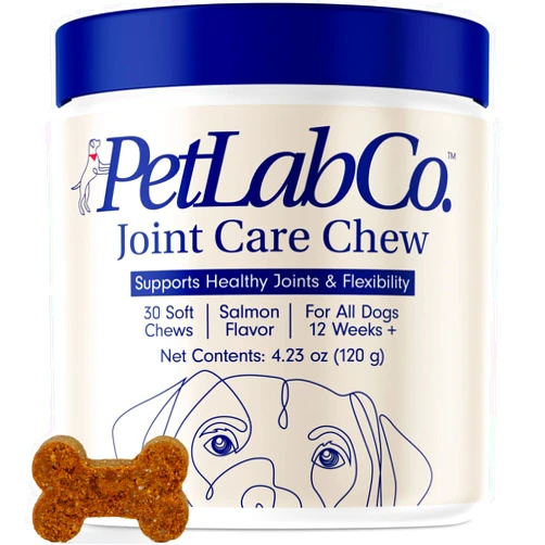 PetLab Co. Joint Care Chews - High Levels of Glucosamine for Dogs, Green Lipped Mussels, and Omega 3 - Dog Hip and Joint Supplement to Actively Support Mobility - Salmon