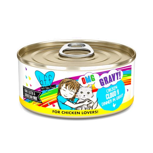 Weruva B.F.F. OMG - Best Feline Friend Oh My Gravy!, Chicken Cloud 9 with Chicken in Gravy, 5.5oz Can (Pack of 8)