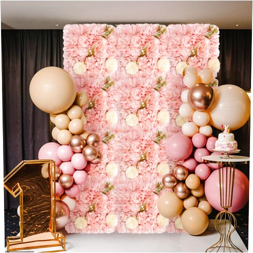 Kaichenyt 6/12PCS Flower Wall Panel, 3D Artificial Flower Backdrop Wall, Silk Hydrangea Rose Floral Panel, Flower Wall Mat for Wedding, Photo Background, Terrace, Garden, Backyard Decorations (12PCS Pink)