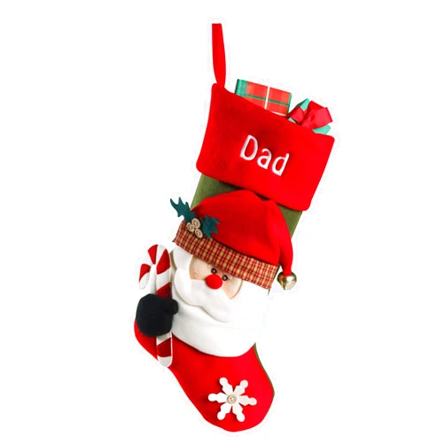 Let's Make Memories Big Face Jingle Bell Personalized Christmas Stocking - 3D Plush - Customized Embroidered Name - 20