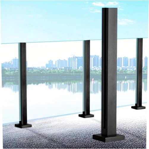 SUCHETA Black Glass Railing Post Stainless Steel, Glass/Wood/Metal Panels Balustrade Clamp, Stairs Balcony Garden Deck Railing System