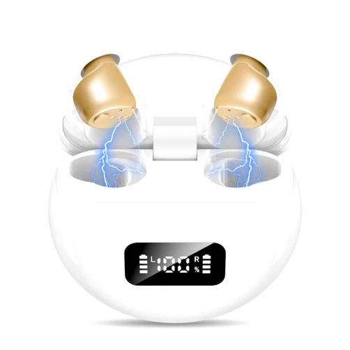 QiongSi Mini Rechargeable Senior Digital Sound Amplifier with Noise Reduction Portable Charging Case (Pair) (PSAP)