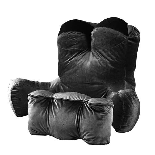 Daguizu Reading Pillow Adults 31’’, Backrest Pillow with Arms for Sitting in Bed Couch Shredded Memory Foam, Back Pillow with Leg Pillow and Pockets for Reading/Gaming/Relaxing,Black