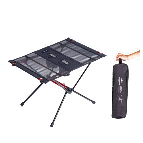 Naturehike FT07 Ultralight Camping Table, 1.6 LBS Portable Backpacking Table with Carry Bag & Cup Holder, Folding Mesh Camp Table for Camping Picnic Beach Fishing