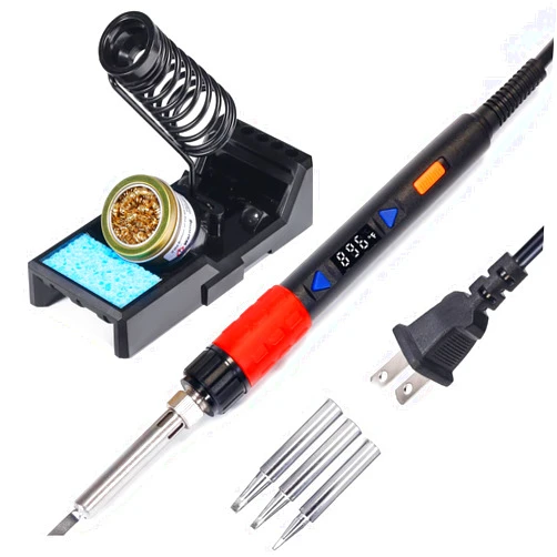 YIHUA 928D-III Soldering Iron,110W High Power, Fully Digital Display °F /°C- Temperature Control Soldering Tool, Accurate 194~896°F, with ON/OFF Switch, Iron Tip, Brass Wool, Automatic Sleep Mode