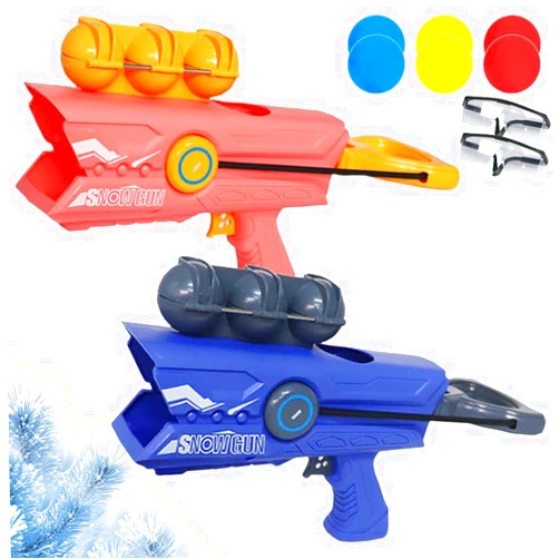 Swmkwp Snowball Shooter,Winter Outdoor Snow Globes Snowball Launcher Gun Toys,Snowball Maker Kit Snow Toys for Kids Outdoor,Snowball Fight Molds for Snow Games Christmas Parties(Blue+Pink)