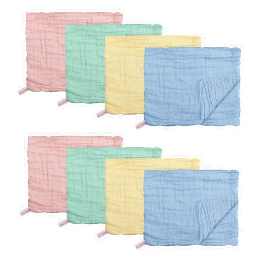 WONGPERG Muslin Burp Cloths 8 Pack Cotton Hand Washcloths 6 Layers Perfect for Baby, Muslin Burp Cloths for Baby 100% Cotton Large 20''X10'' 6 Layers Thicken Baby Towels-Multi Colors