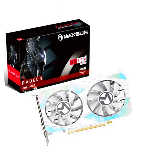 maxsun AMD Radeon RX 580 8GB 2048SP GDDR5 Computer Video Graphics Card GPU for PC Gaming 256-Bit DirectX 12 DVI, HDMI, DisplayPort Multi Monitors Extend (White)