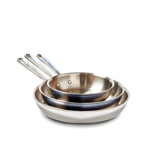 T-fal Pro Tri-Ply Stainless Steel Cookware Set 3 Piece, Induction Compatible, Oven Safe 500F, Fast & Even Heat, Professional Quality & Durability, Pots & Pans Set, Fry Pan Set, Dishwasher Safe, Silver