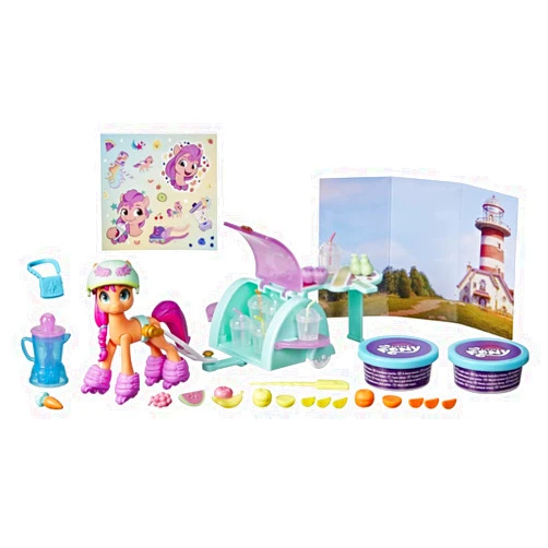 My Little Pony: A New Generation Movie Story Scenes Mix and Make Sunny Starscout - Toy with Compound, 25 Accessories, 3-Inch Pony (Accessory Colors May Vary)