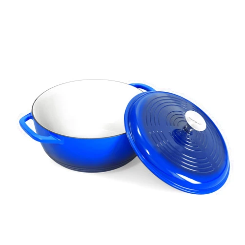 Magicplux Dutch Oven Pot with Lid, Enameled Cast Iron Dutch Oven 6 Quart, Cast Iron Pot for Cooking, Blue