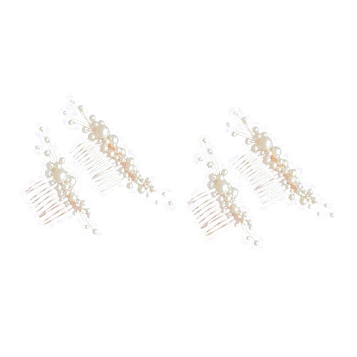 FOMIYES 4 Pcs Bride Insert Comb Pearl Hair Barrettes Wedding Hair Clip Bridal Headpiece Pearl Hair Comb Pearl Hair Clip Wedding Side Comb Crystal Hair Comb Tiara Hand Made Hairpin Miss