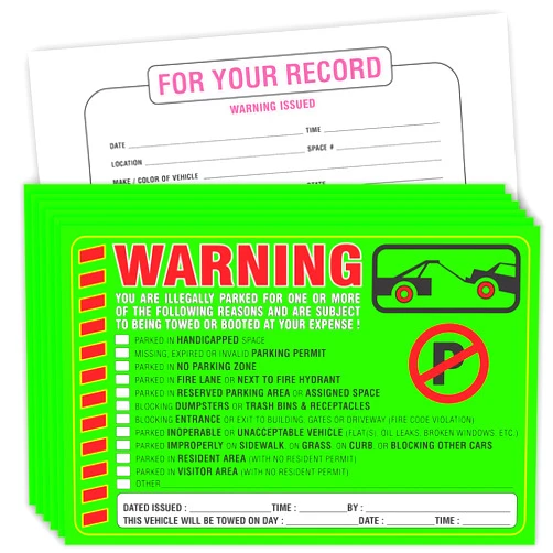PARTH iMPEX Parking Violation Stickers Notice (Pack of 50) Tow Warning You are Illegally Parked Multi Reasons - Large Size 6