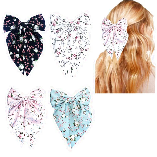 Unifinds Floral Hair Clips, Barrettes, and Bows for Women, Girls, and Toddlers - Cute Hair Accessories with Medium Alligator Clips in White, Pink, Blue, and Black (4pcs)