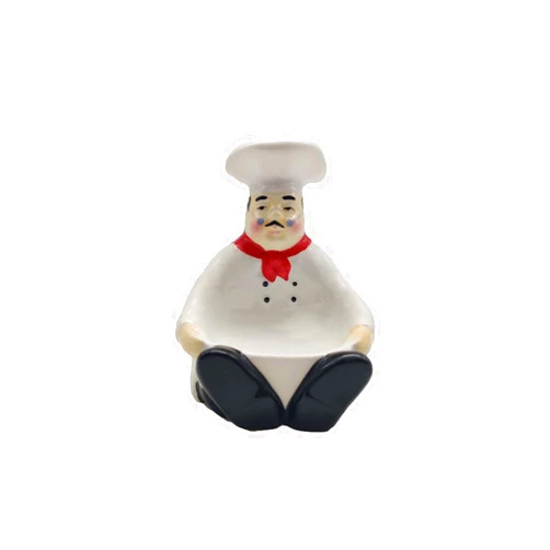 ACK Fat Bistro Chef Ceramic Hand Painted Sponge Holder for Kitchen Sink, Kitchen Décor, Scouring Pad, Scrub Holder
