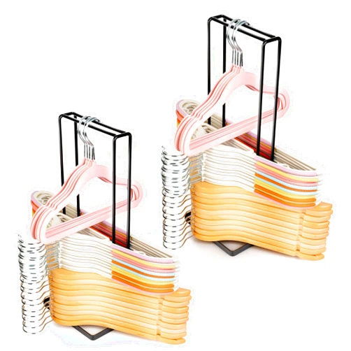 JEPEErbz Hanger Organizer Stacker, Clothes Hanger Storage Rack for Laundry Room, Portable Hanger Holder Holds up to 110 Wire Clothes Racks for Closet, Hanger Storage for Adult and Child(2 Packs)