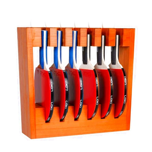 Derkerry Ping Pong Paddle Storage Rack - Wall Mounted Table Tennis Holder for 6 Rackets and Balls Storage in Room Office