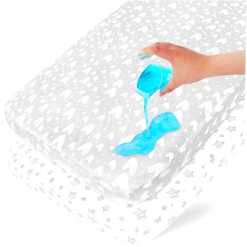 Biloban Waterproof Pack n Play Fitted Sheets 2 Pack,100% Cotton Mini Crib Mattress Cover Protector 38
