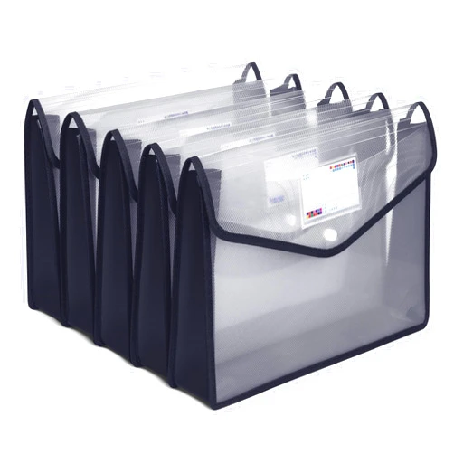 IMissiu Plastic File Folders, Waterproof Transparent Expandable File Organiser - Portable Large Capacity A4B4 File Wallet for Office/Business/School (5 Pack)