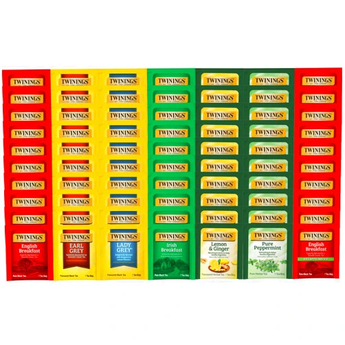Twinings Best of Twinings, 56 Count, 7 Flavor Caffeinated and Decaffeinated Herbal & Black Tea Bag Variety – Perfect Gourmet Gift Set
