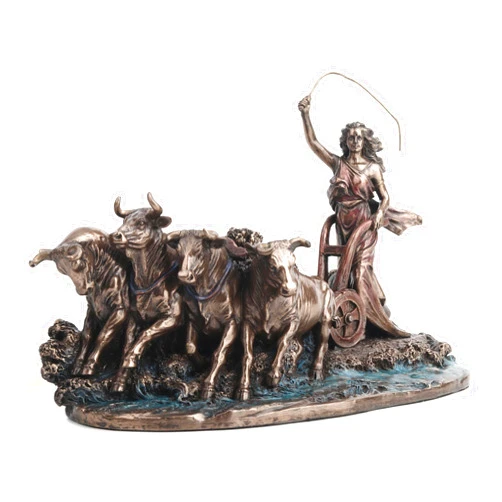 Veronese Design 7 1/2 Inch Gefjon Norse Goddess of Polowing Cold Cast Resin Bronze Finish Sculpture