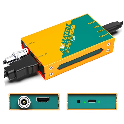 Avmatrix SDI/HDMI to USB3.0 Video External Capture Card for Streaming Uncompressed (YUY2) 1080P60 Play and Pluy with OBS Twitch YouTube for Church Live Streaming Tele-Conference Tele-education