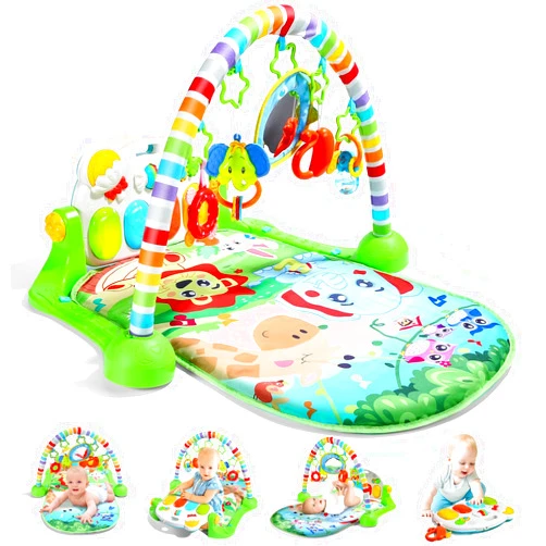 CUTE STONE Baby Gym Play Mat, Play Piano Gym with Tummy Time Activity Mat, Musical Activity Center for Infants Toddlers