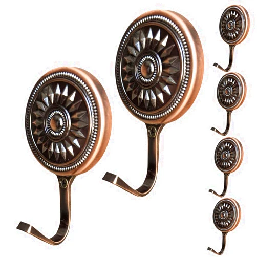Generic 6Pcs Coat Hooks, Wall Mounted Vintage Metal Hooks with Screws for Hanging, Sun Shape Mounted Hanger Hold 30 Lb for Hanging Clothes, Jackets, Hats, Keys, Bags