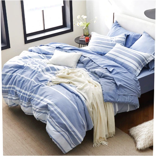 Bedsure Bed in a Bag Queen 7 Pieces - Blue Striped Comforter Set Queen All Season Bed Set, Bed Set Queen Size with 1 Comforter, 1 Flat Sheet, 1 Fitted Sheet, 2 Pillowcases & 2 Shams