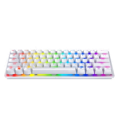 Razer Huntsman Mini 60 Percent Wired Optical Clicky Switch Gaming Keyboard with Chroma RGB Backlighting, PBT Keycaps, Mechanical Keyboards for PC Gaming Computer, Mercury White (Renewed)