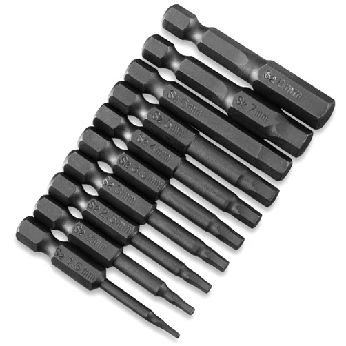 VAKOGAL 10PCS Hex Head Allen Wrench Drill Bit Set, VAKOGAL S2 Steel Hex Head Screwdriver Bit Set, with Magnetic, 1.5-8mm Metric, 1/4 Inch Hex Shank, 2 Inch Length, for Hand Held Wrench and Electric Drills