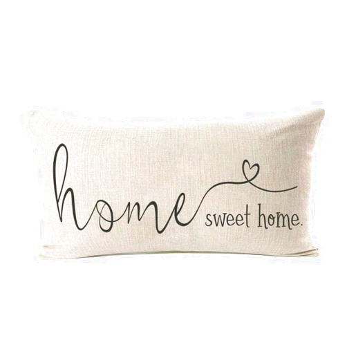 MFGNEH Home Sweet Home Quotes Farmhouse Pillow Covers 12x20 Inch,Farmhouse Decorative Lumbar Throw Pillow Case Cushion Cover,Housewarming Gift