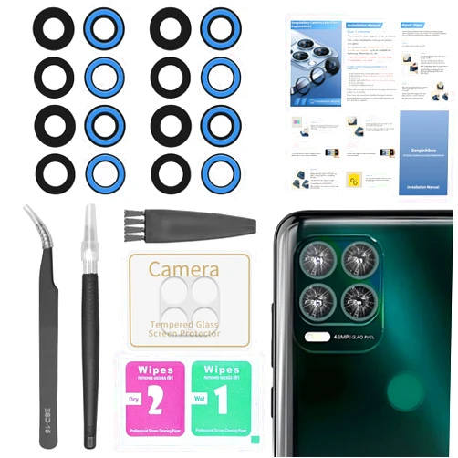 Senpinkboo 2 Pack Back Rear Camera Lens Glass Replacement for Motorola Moto G Stylus (5G) 2021 XT2131 with Pre-Installed Adhesive, Include Repair Tool Set+ Installation Manual+ Camera Lens Protector