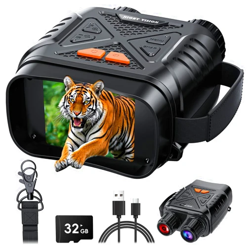 SKYBASIC Night Vision Goggles, SKYBASIC Night Vision Binoculars for Adults, 10X Digital Zoom, 2.8'' HD Screen Binoculars Camera can Take Photo and Video with 32GB TF Card, Support Connecting to Computer