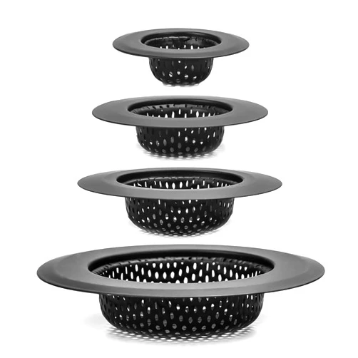 JdikGdik Hair Catcher Shower Drain(4 Pack), Sink Drain Stopper, Bathtub Drain Cover, Sink Strainer for Bathroom and Kitchen, Black, Hair Stopper for Bathtub Drain Cover Size from 1.5'' to 4.45'' (4)