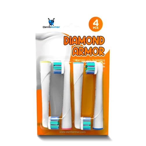 DentiArmor Diamond Armor Toothbrush Heads – 4-Pcs Pack Electric Toothbrush Heads Compatible with Oral-B, Braun – Efficient Tooth-by-Tooth Cleaning Head for Surface Stains and Plaque