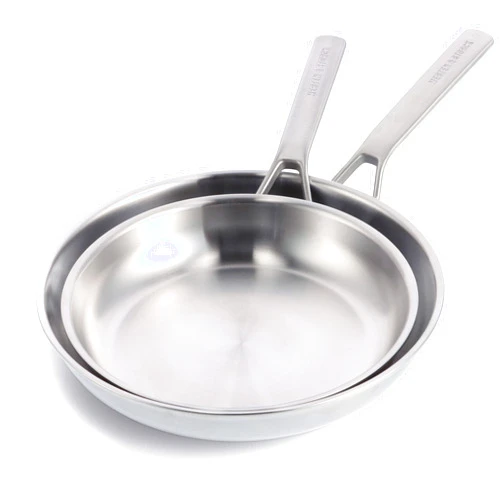 Merten & Storck Tri-Ply Stainless Steel 10” and 12” Frying Pan Skillet Set, Professional Cooking, Multi Clad, Heats Evenly, Drip-Free Pouring Edges, Browning, Induction, Durable,Oven & Dishwasher Safe