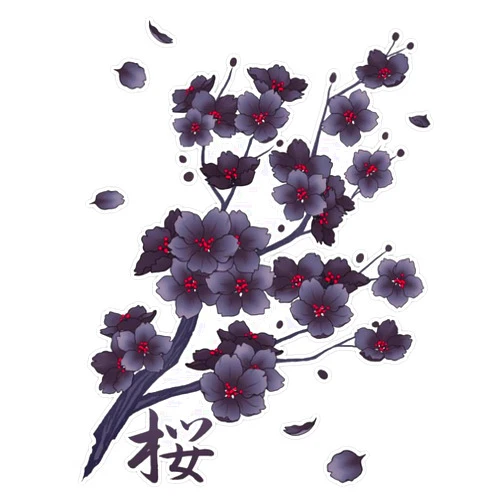 SMJ Designs Falling Black Sakura Cherry Blossom Branches On Red Sticker Vinyl Waterproof Sticker Decal Car Laptop Wall Window Bumper Sticker 5